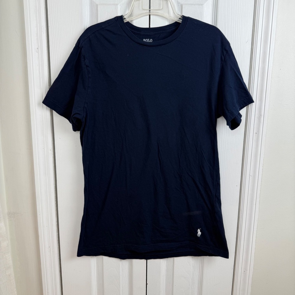 Polo Ralph Lauren Mens L G Navy Blue Slim Fit Crew Neck T Shirt Polo Pony Logo‎